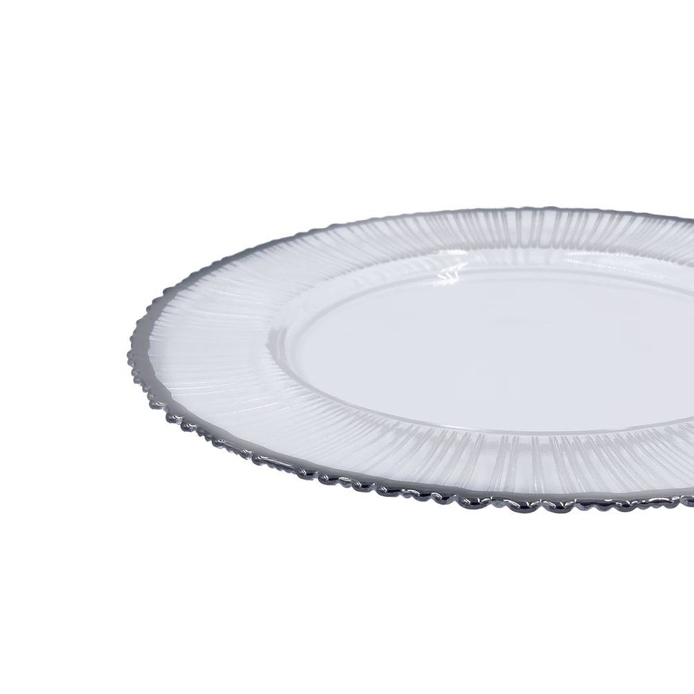 Eclipse - Glass Charger Plate in Silver (Item # 0309-R)