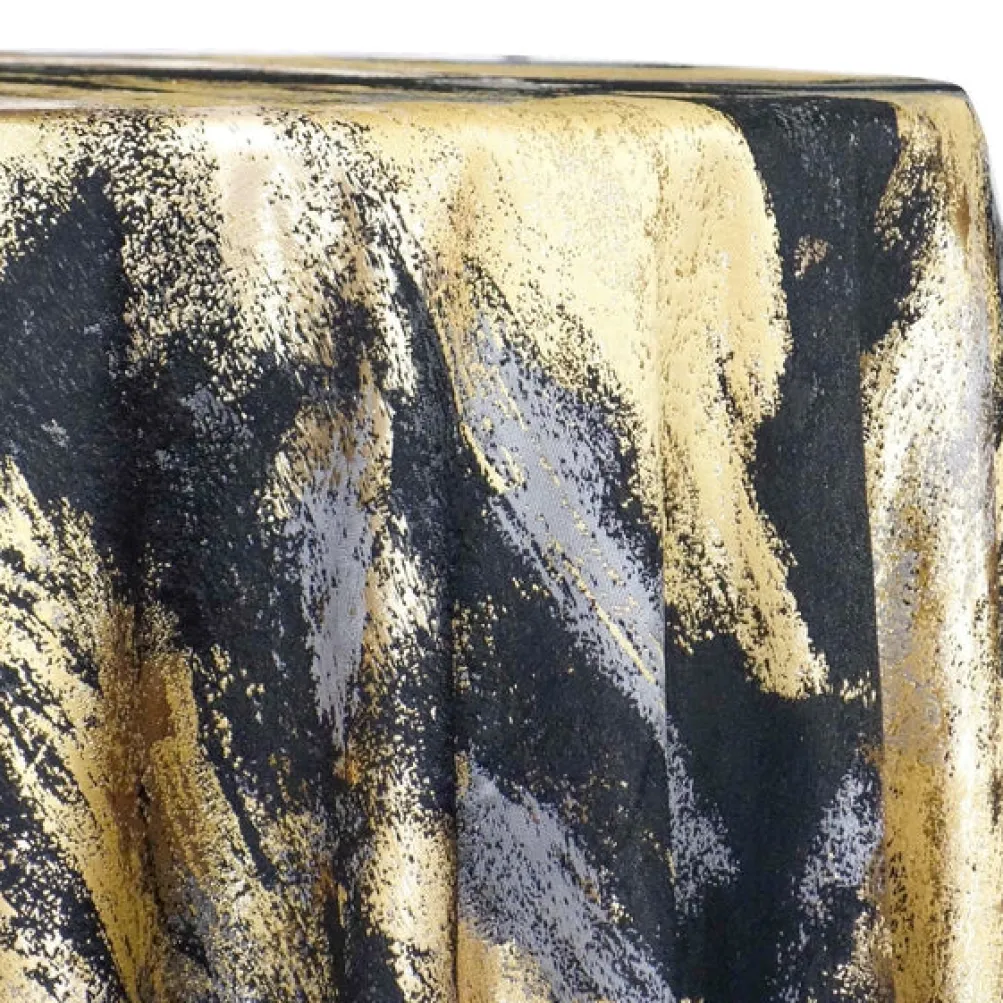 Element Jacquard Table Linen in Black and Gold