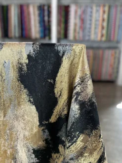 Element Jacquard Table Linen in Black and Gold