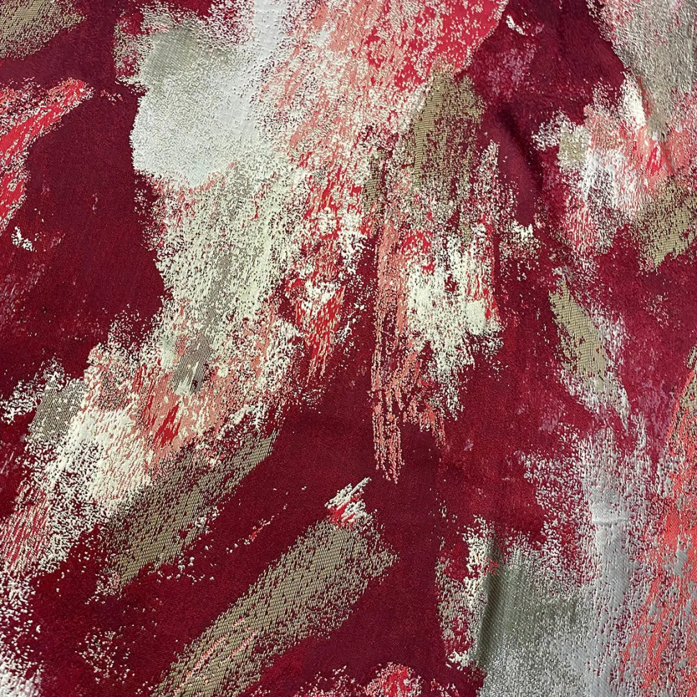 Element Jacquard Table Linen in Red and Gold