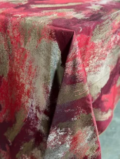 Element Jacquard Table Linen in Red and Gold