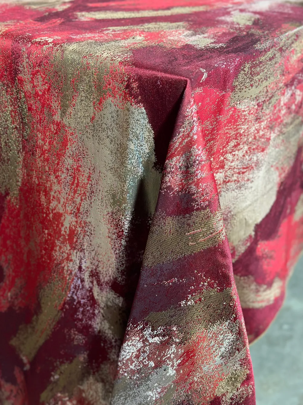 Element Jacquard Table Linen in Red and Gold