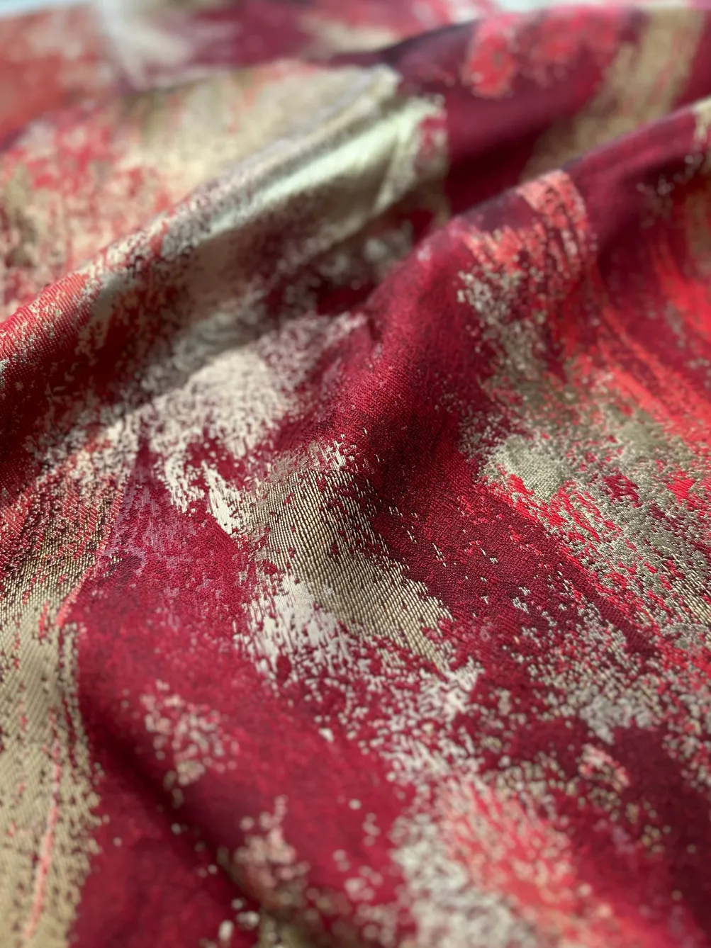 Element Jacquard Table Linen in Red and Gold