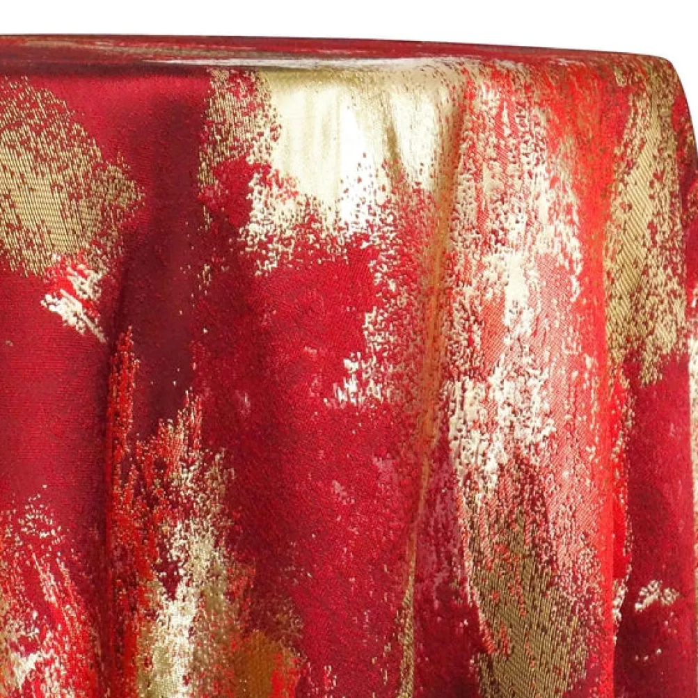 Element Jacquard Table Linen in Red and Gold