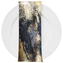Element Jacquard Table Napkin in Black and Gold