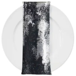 Element Jacquard Table Napkin in Black and Silver