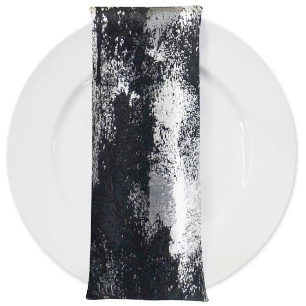 Element Jacquard Table Napkin in Black and Silver