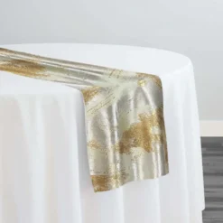 Element Jacquard Table Runner in Gold and Off-White
