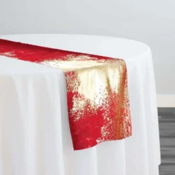 Element Jacquard Table Runner in Red and Gold