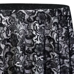 English Lace Table Linen in Black