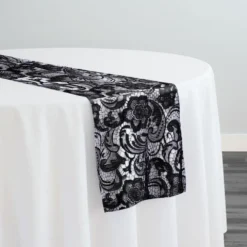 English Lace Table Runner in Black
