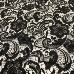 English Lace (w/ Poly Lining) Table Napkin in Black