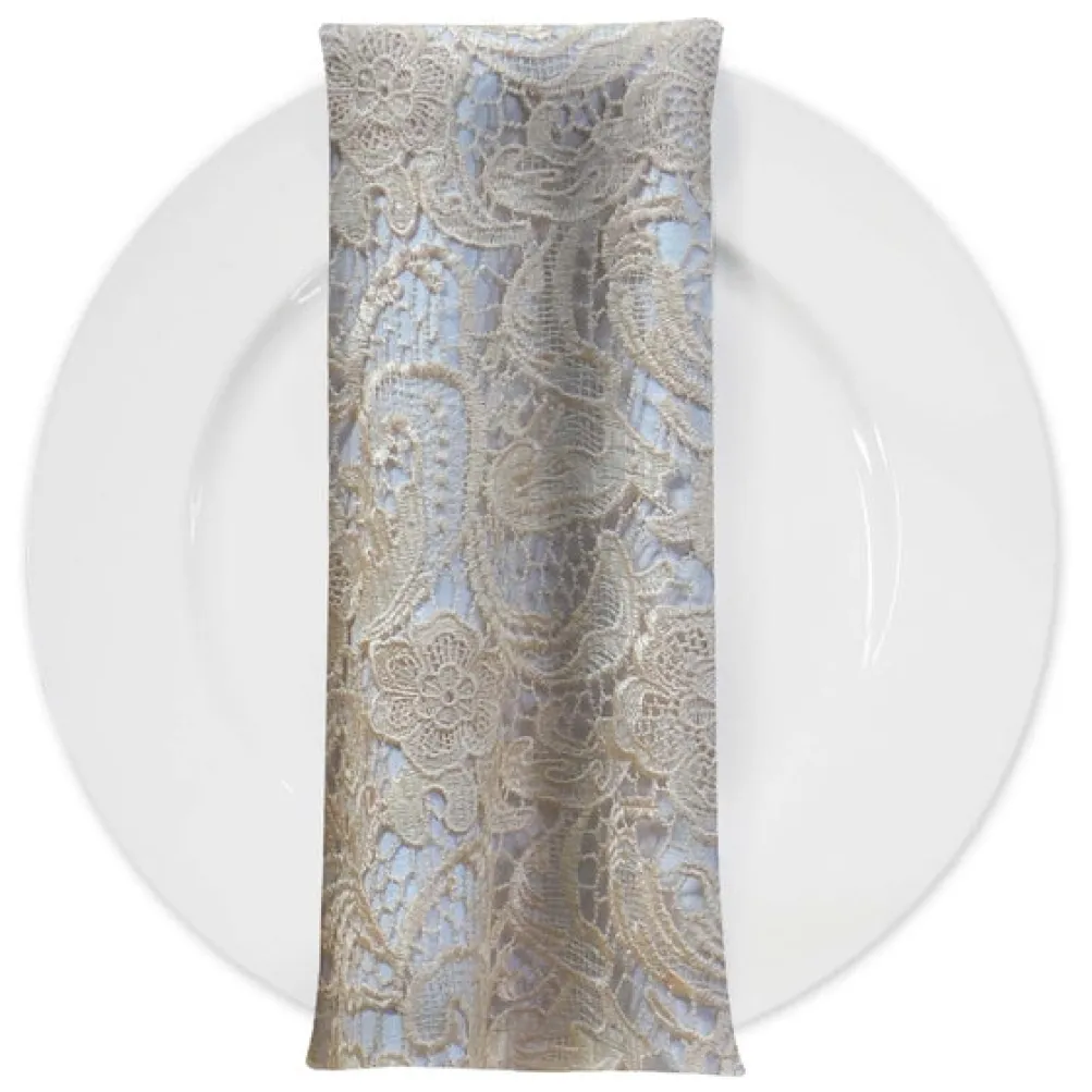 English Lace (w/ Poly Lining) Table Napkin in Champagne