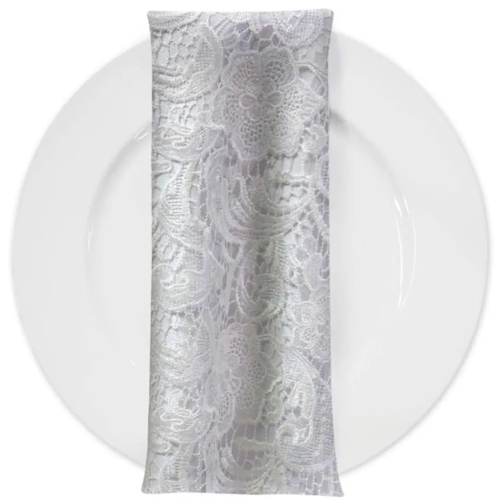 English Lace (w/ Poly Lining) Table Napkin in White