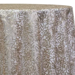 Fiori Leaf Sequins Table Linen in Champagne