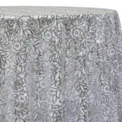 Fiori Leaf Sequins Table Linen in Silver
