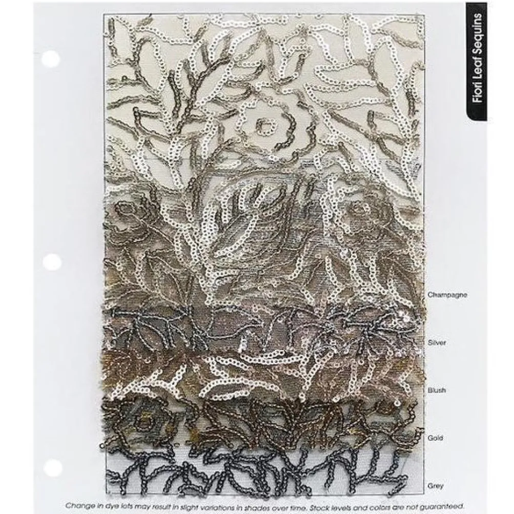 Fiori Leaf Sequins Table Linen in Silver