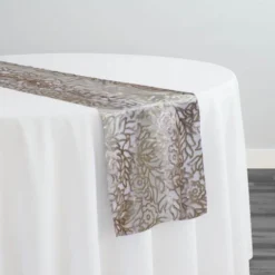 Fiori Leaf Sequins Table Runner in Champagne