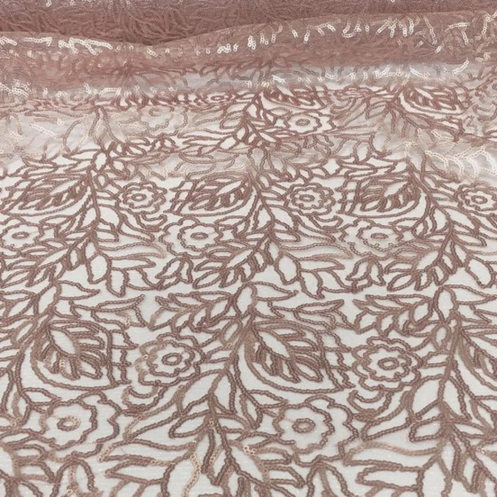 Fiori Leaf Sequins Table Runner in Blush