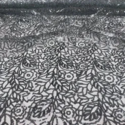 Fiori Leaf Sequins Table Runner in Grey