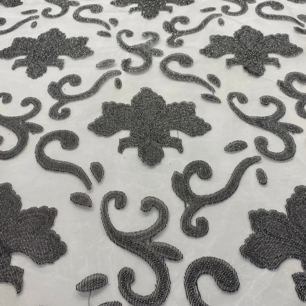 Fleur De Lis Table Linen in Charcoal