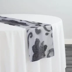 Fleur De Lis Table Runner in Charcoal