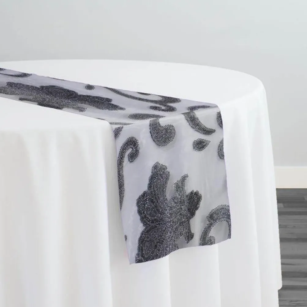 Fleur De Lis Table Runner in Charcoal