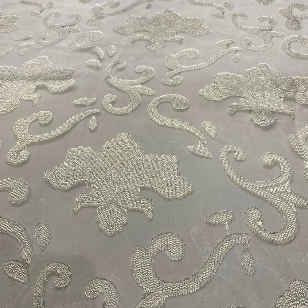 Fleur De Lis Table Runner in Ivory