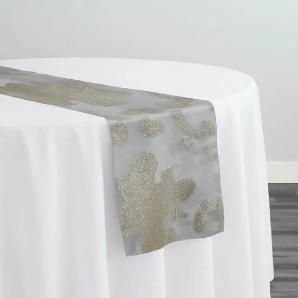 Fleur De Lis Table Runner in Ivory