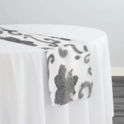 Fleur De Lis Table Runner in Silver