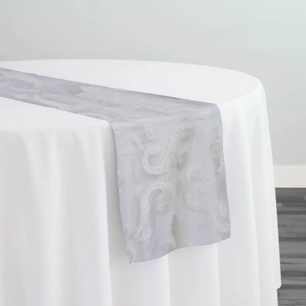 Fleur De Lis Table Runner in White