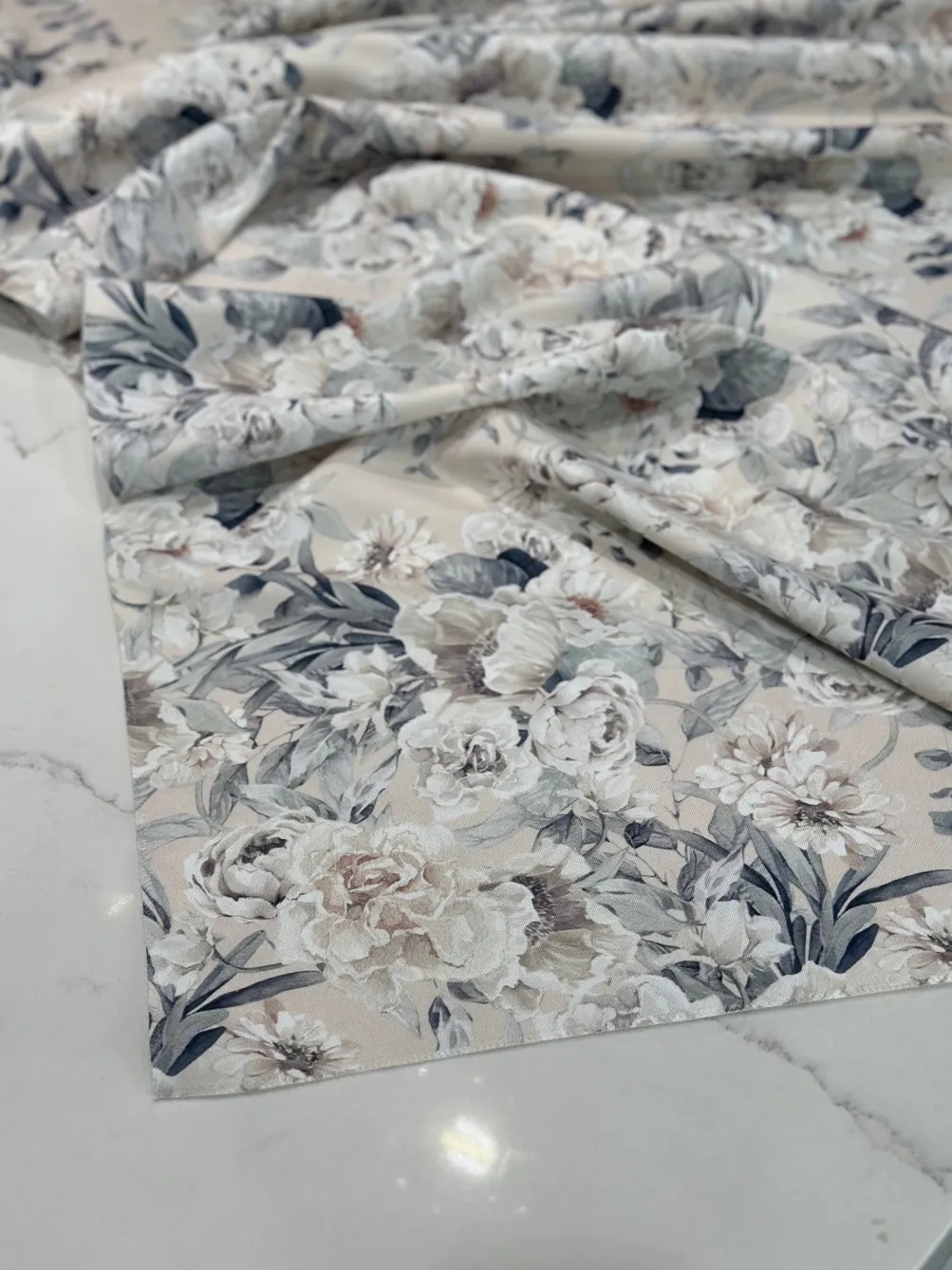 Floral Dusk (Poly Print) Table Linen in Ivory