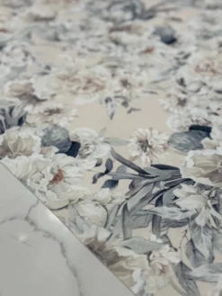 Floral Dusk (Poly Print) Table Linen in Ivory