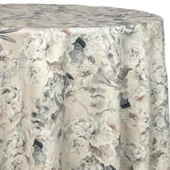 Floral Dusk (Poly Print) Table Linen in Ivory