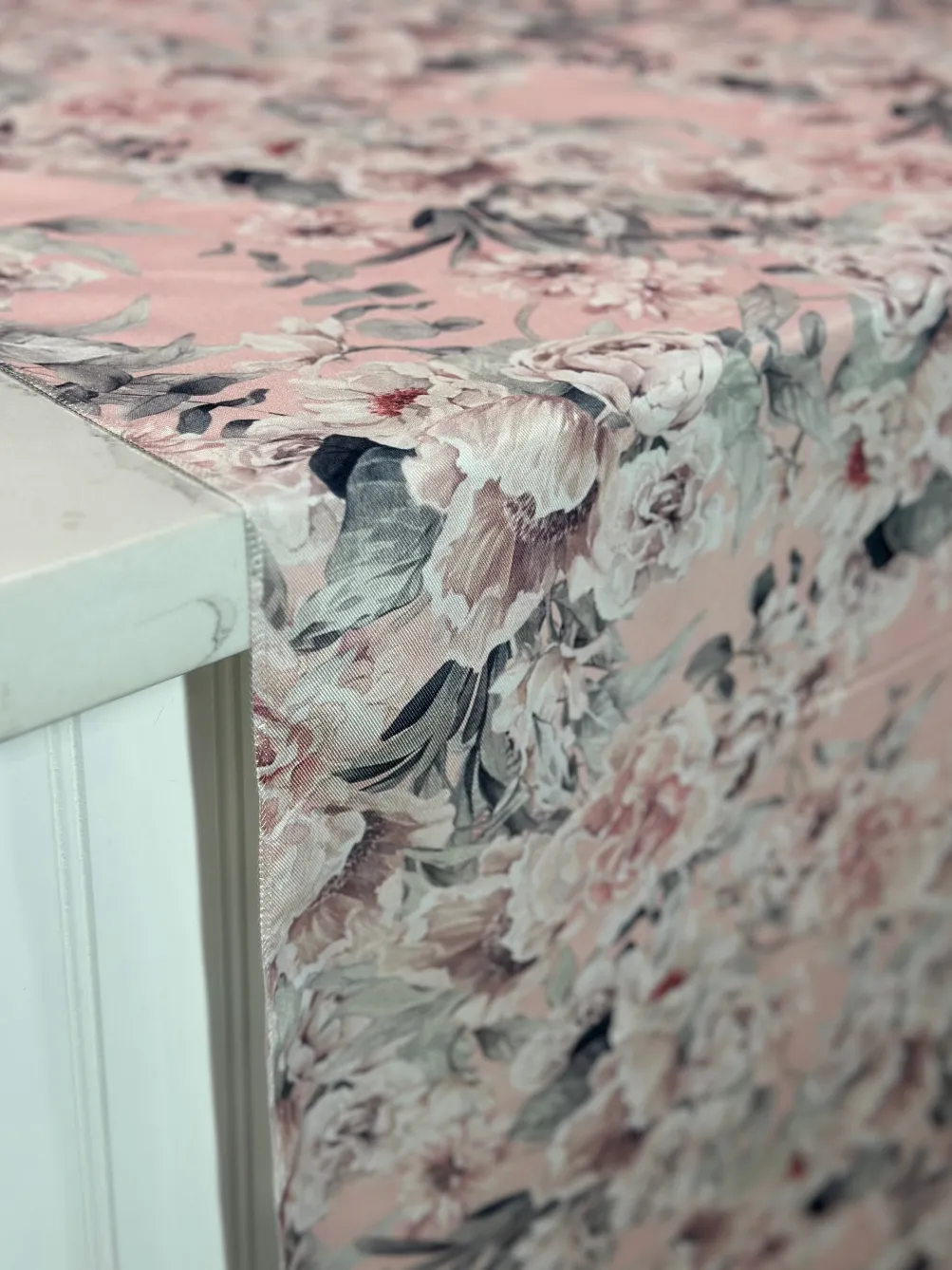 Floral Dusk (Poly Print) Table Linen in Blush