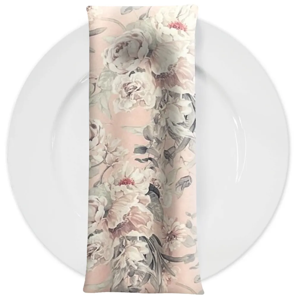 Floral Dusk (Poly Print) Table Napkin in Blush