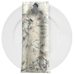 Floral Dusk (Poly Print) Table Napkin in Ivory