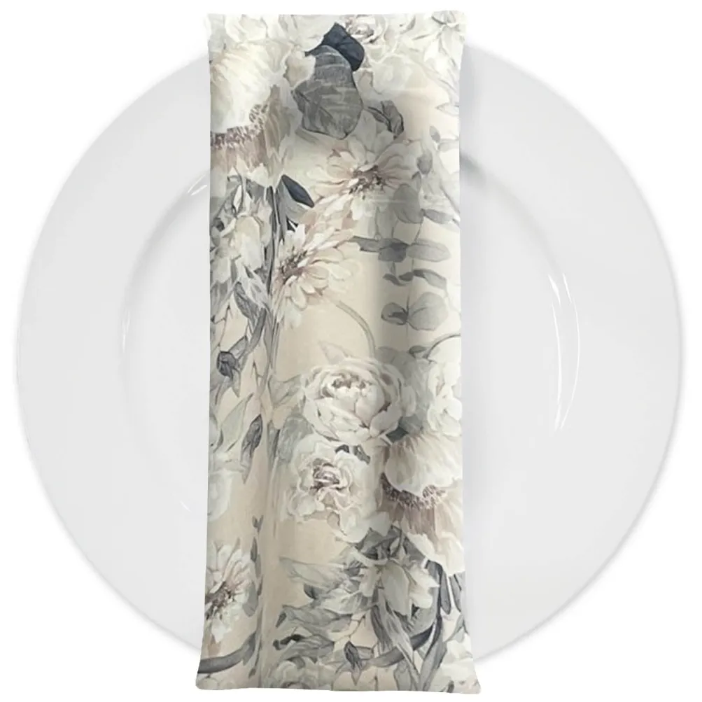 Floral Dusk (Poly Print) Table Napkin in Ivory