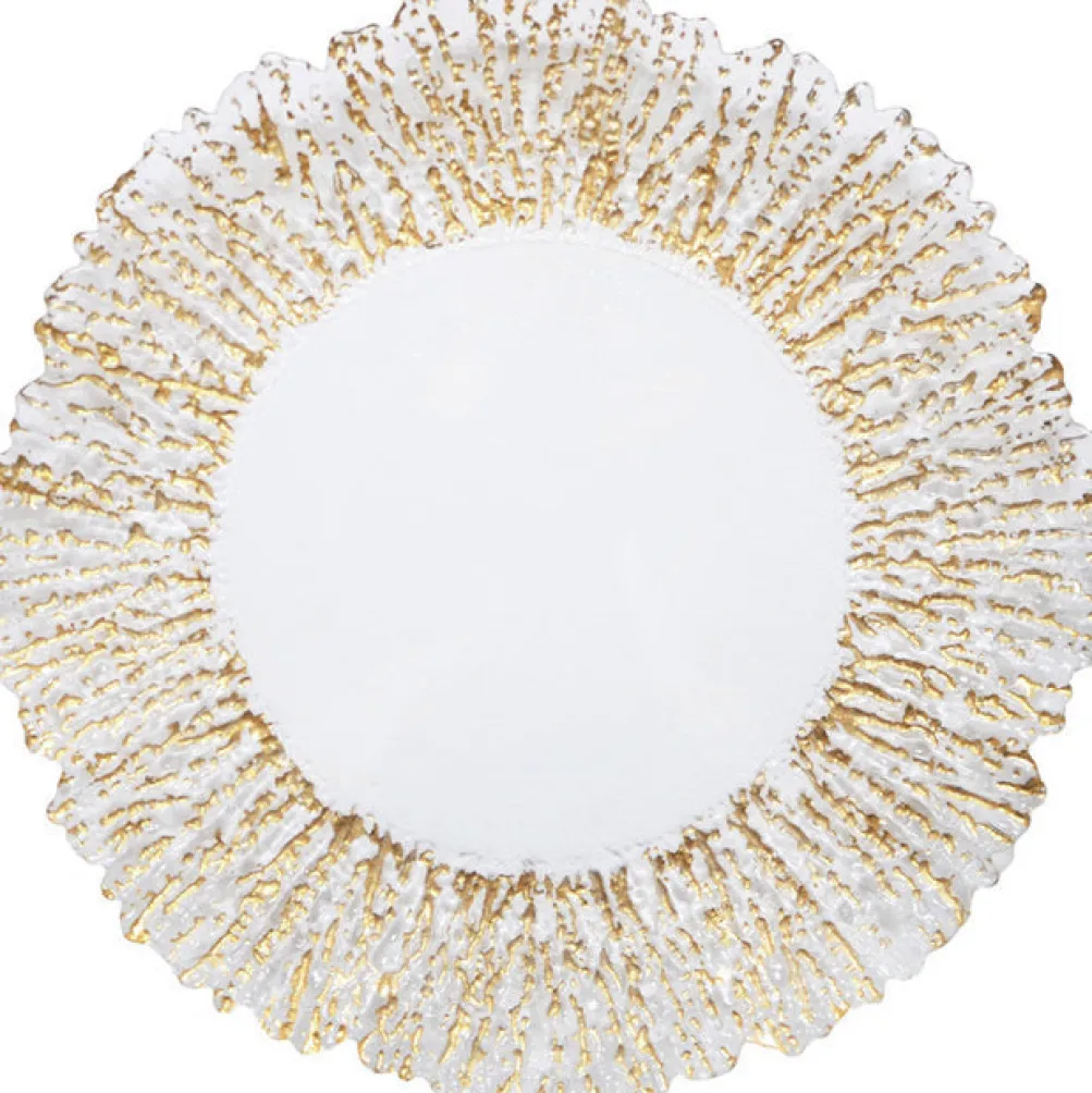 Floral - Glass Charger Plate in Gold (Item # 0238)