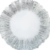 Floral - Glass Charger Plate in Silver (Item # 0238)