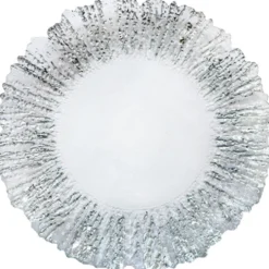 Floral - Glass Charger Plate in Silver (Item # 0238)