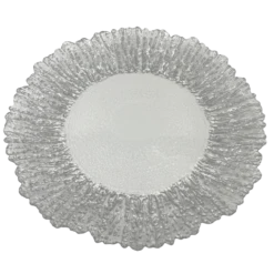 Floral - Glass Charger Plate in Silver (Item # 0238)