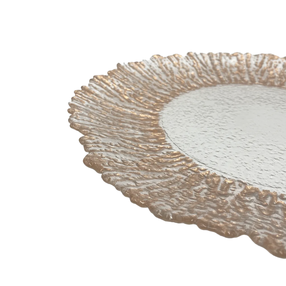 Floral - Glass Charger Plate in Rose Gold (Item # 0238)