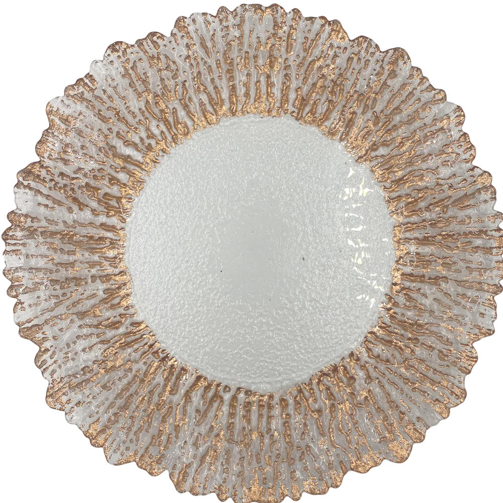 Floral - Glass Charger Plate in Rose Gold (Item # 0238)