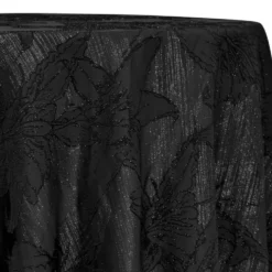 Floral Reef Jacquard Table Linen in Black