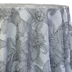 Floral Reef Jacquard Table Linen in Silver