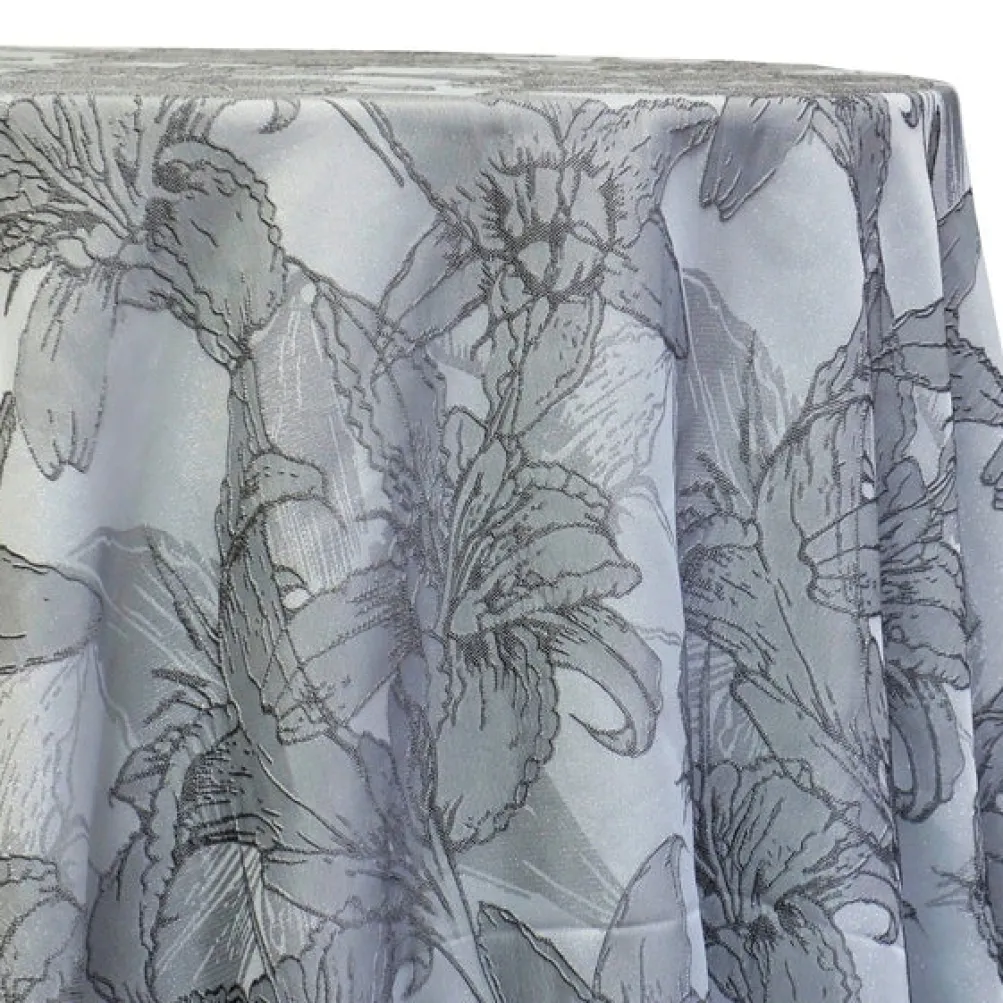Floral Reef Jacquard Table Linen in Silver