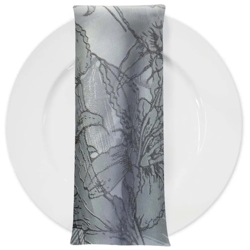 Floral Reef Jacquard Table Napkin in Silver