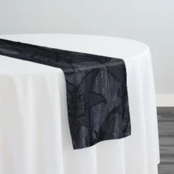 Floral Reef Jacquard Table Runner in Black
