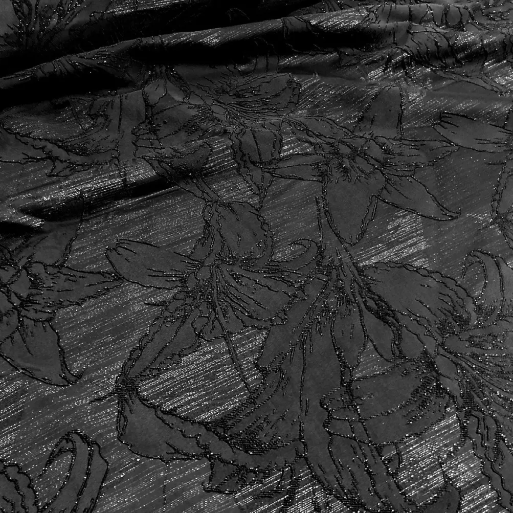 Floral Reef Jacquard Table Runner in Black
